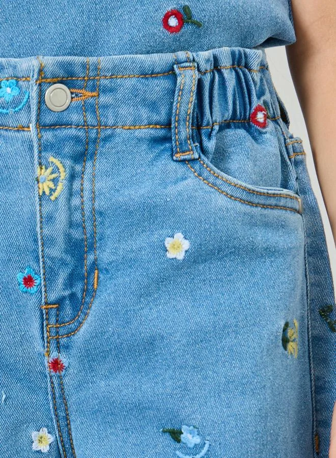 Styli Girls Light Blue Embroidered Denim Jeans